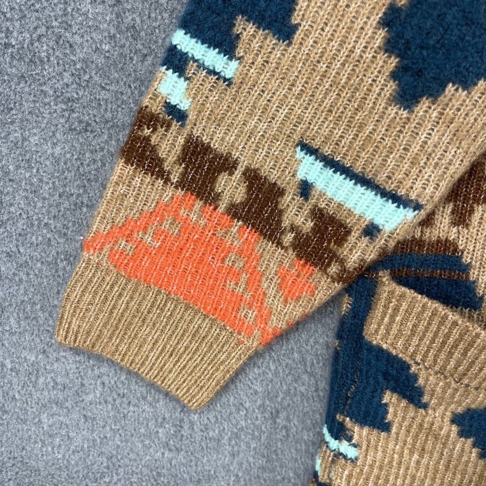 Lucky Brand Women Aztec Open Front Drape Cardigan XL Brown‎ Blue Boho western - Picture 5 of 15
